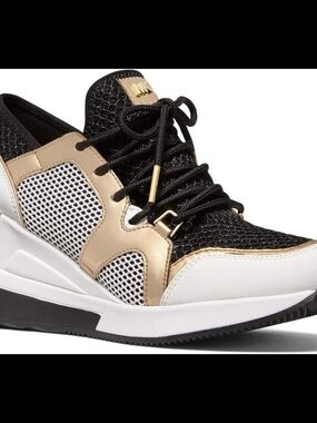 Michael Kors Liv Trainer Mesh Gold platform sneakers Size 7.5 Women's Shoes